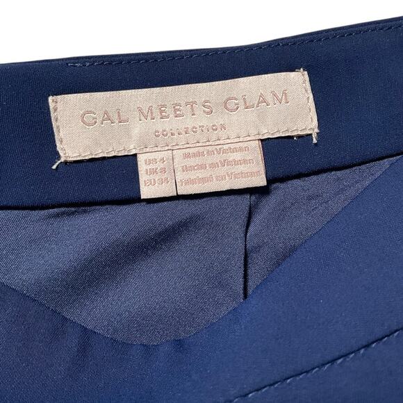 Gal Meets Glam Collection Navy Midi Skirt Women Size 4 Double Lined with Pockets - Picture 5 of 12